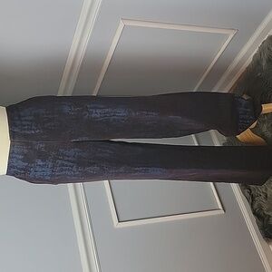 COMPANY ELLEN TRACY Brown Blue Velvet Flat Front Straight Leg Party Dress Pants‎